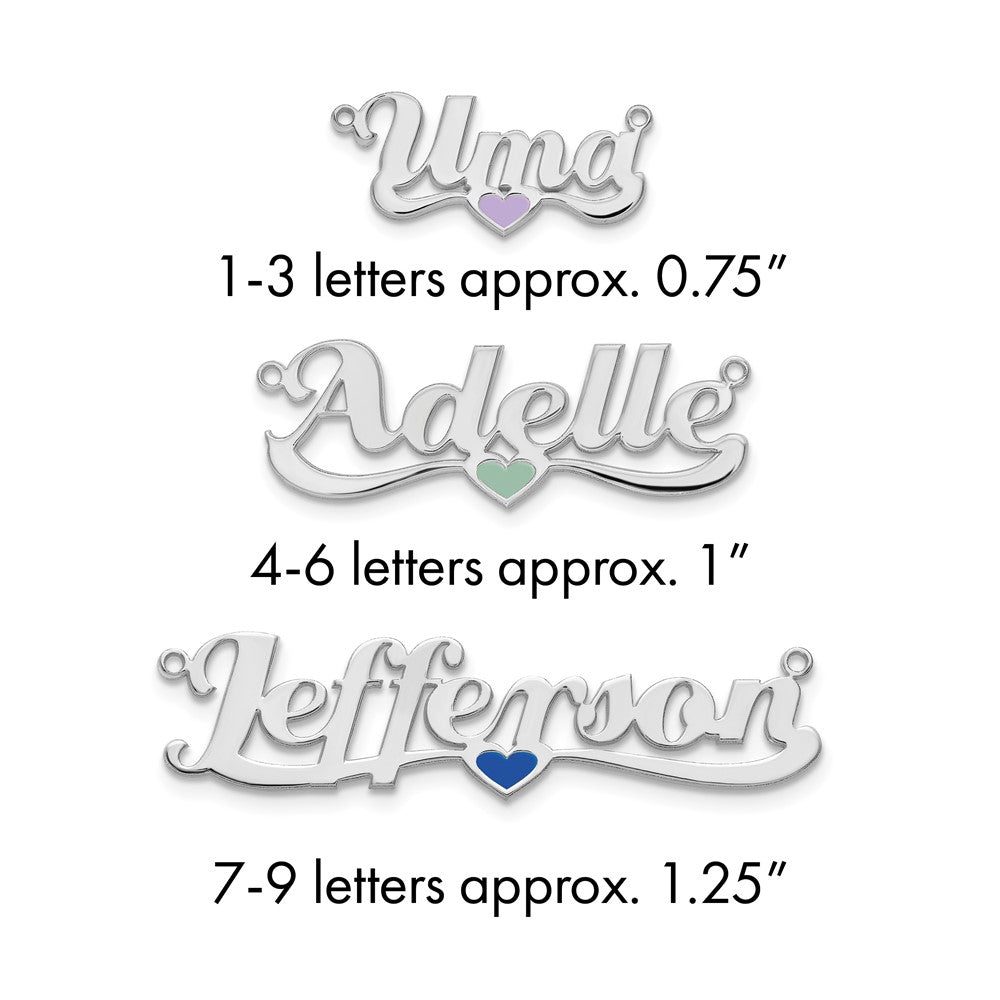 Sterling Silver/Rhodium-plated Epoxy Heart Name Plate