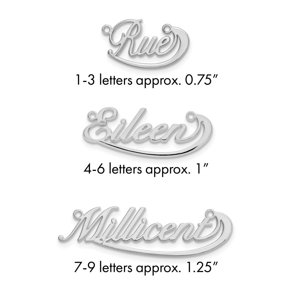 Sterling Silver/Rhodium-plated Small Swoop Name Plate