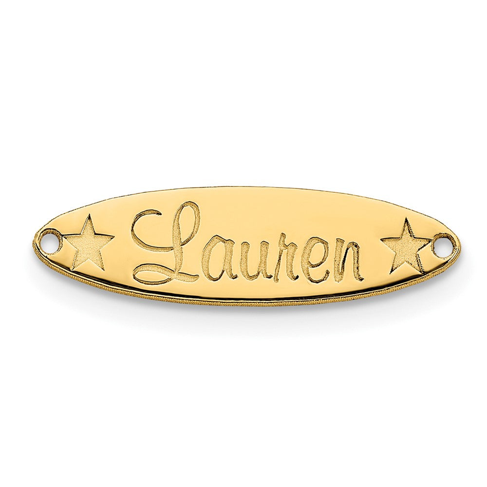 14k Yellow Gold Small Oval with Stars Name Plate