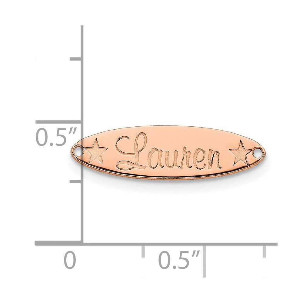 Sterling Silver/Rose-plated Small oval with Stars Name Plate