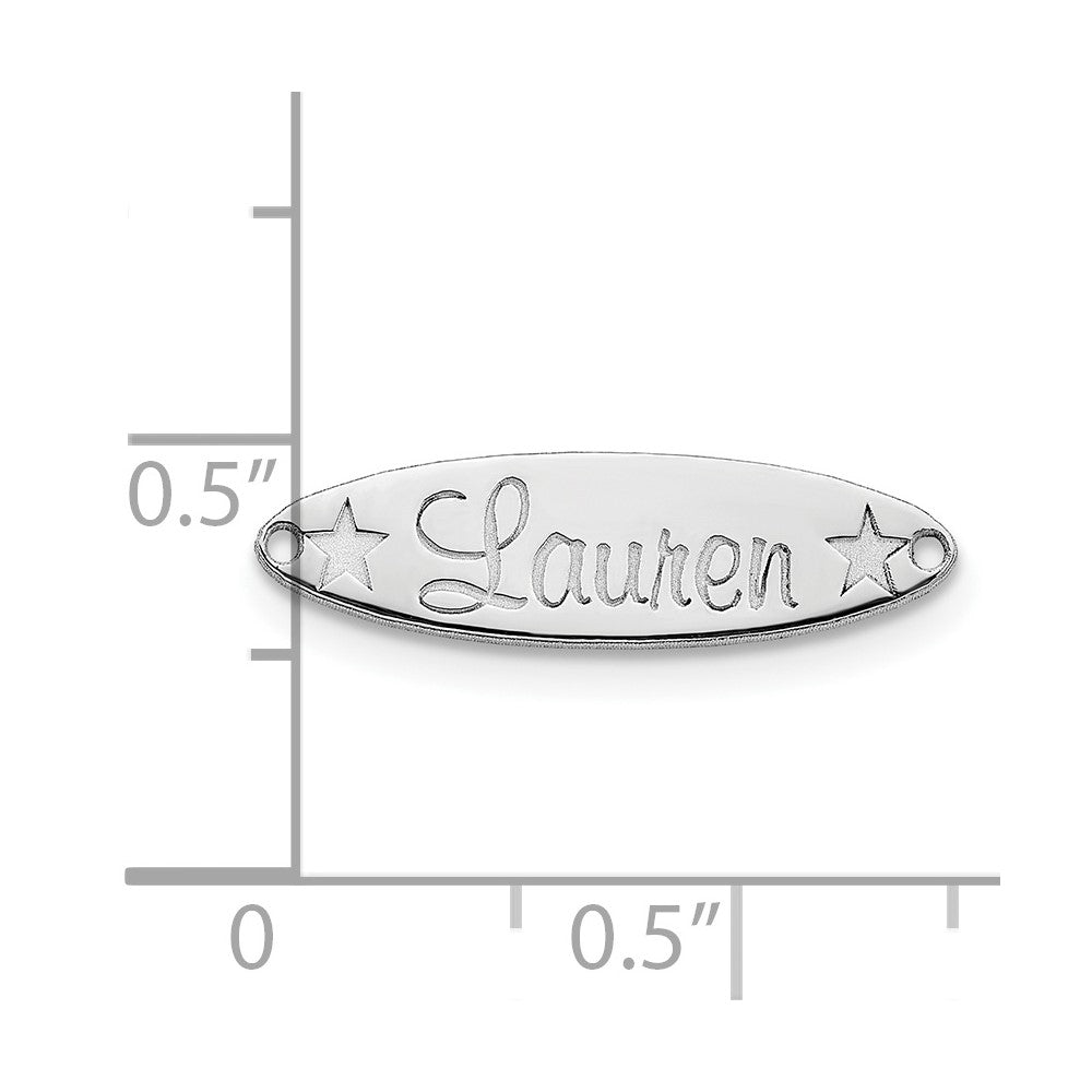 14k White Gold Small Oval with Stars Name Plate