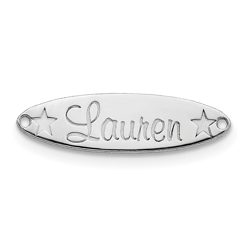 14k White Gold Small Oval with Stars Name Plate