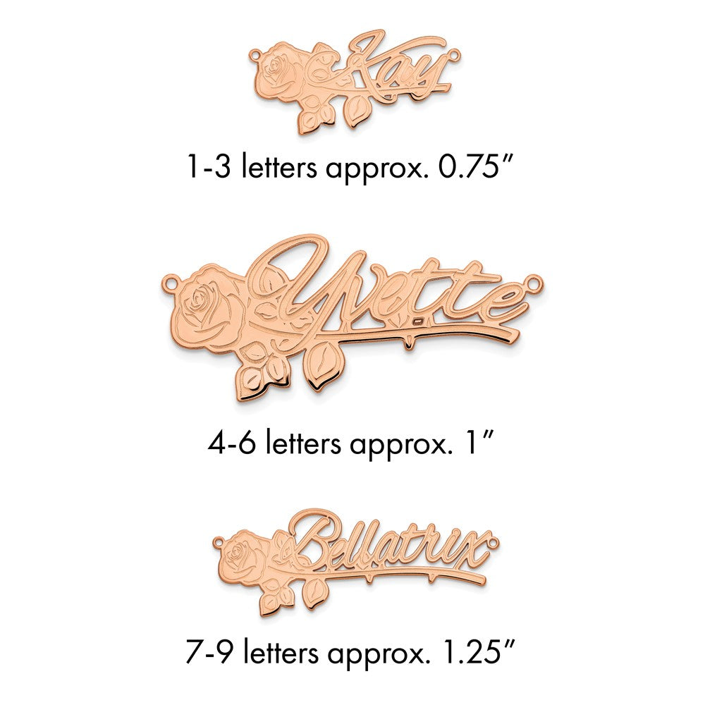 14k Rose Gold Rose Name Plate