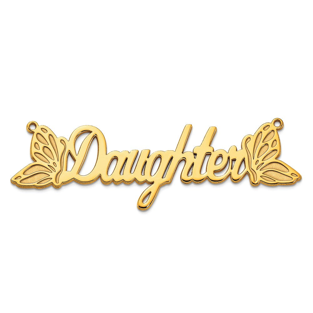 14k Yellow Gold Butterfly Name Plate