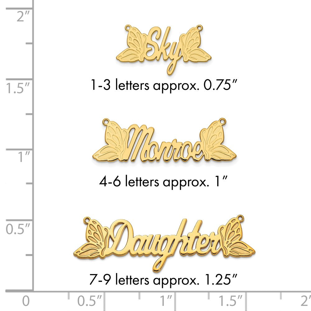 14k Yellow Gold Butterfly Name Plate