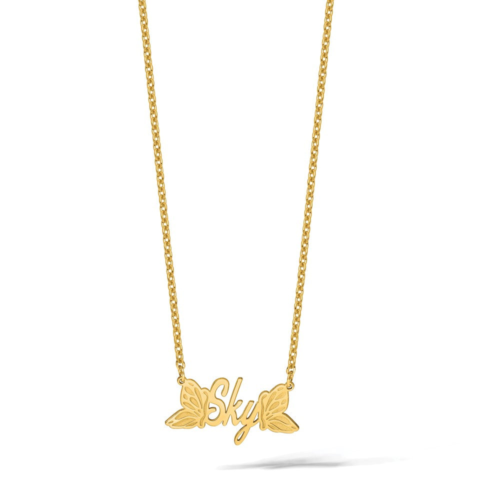 Sterling Silver/Gold-plated Butterfly Name Plate