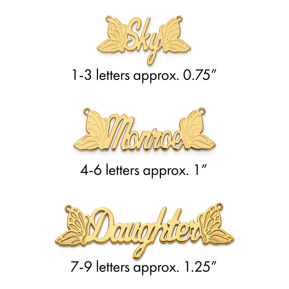 14k Yellow Gold Butterfly Name Plate