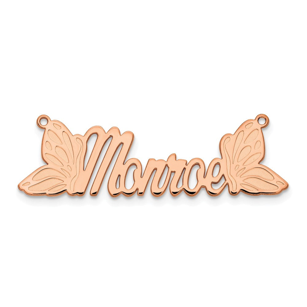 14k Rose Gold Butterfly Name Plate