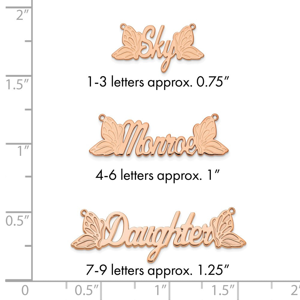 14k Rose Gold Butterfly Name Plate