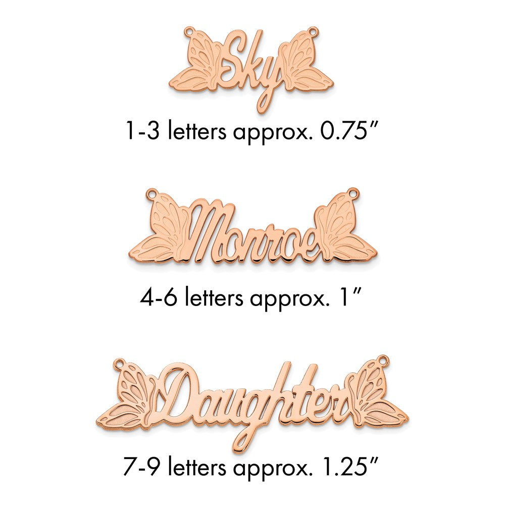 14k Rose Gold Butterfly Name Plate