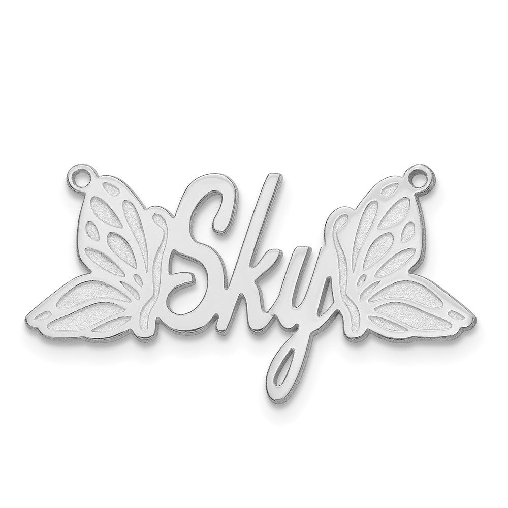 Sterling Silver/Rhodium-plated Butterfly Name Plate