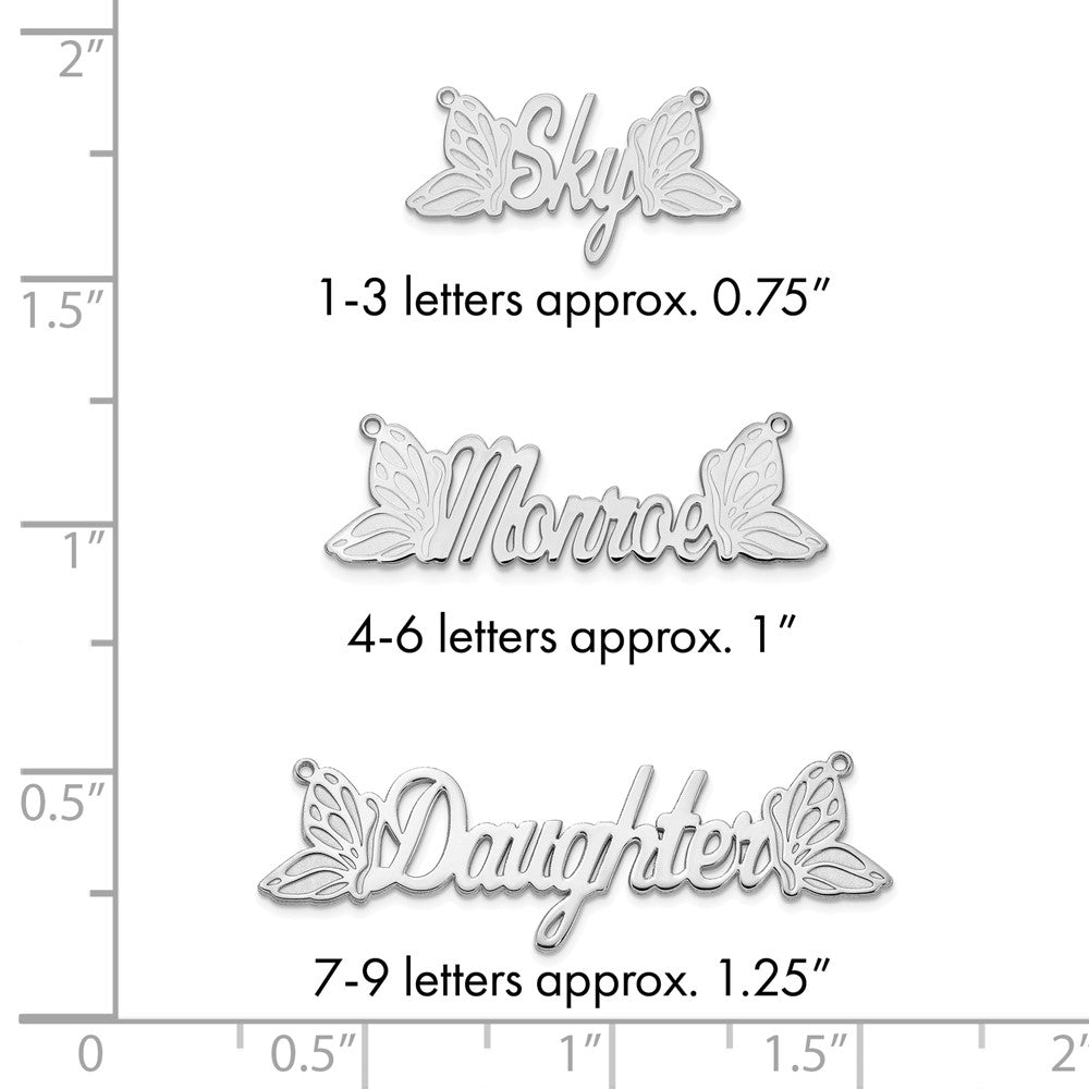 14k White Gold Butterfly Name Plate