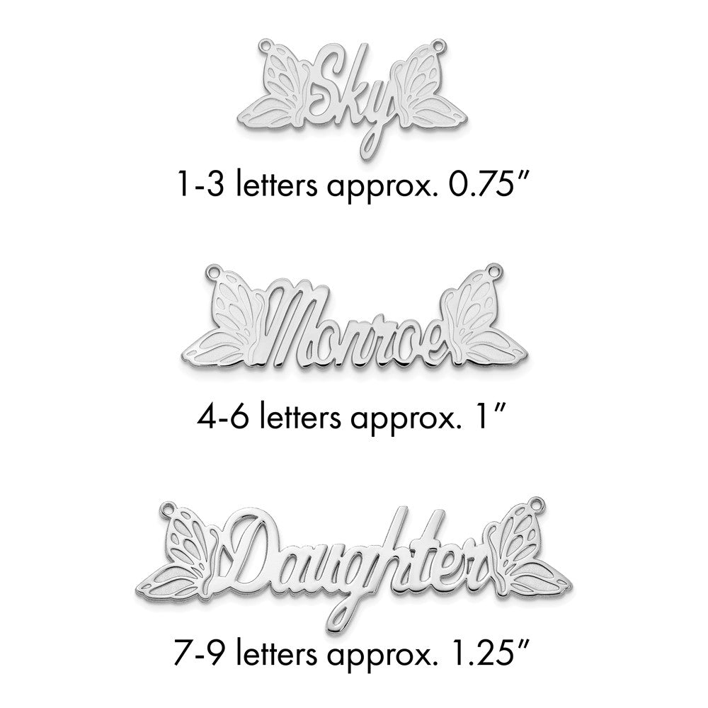 14k White Gold Butterfly Name Plate