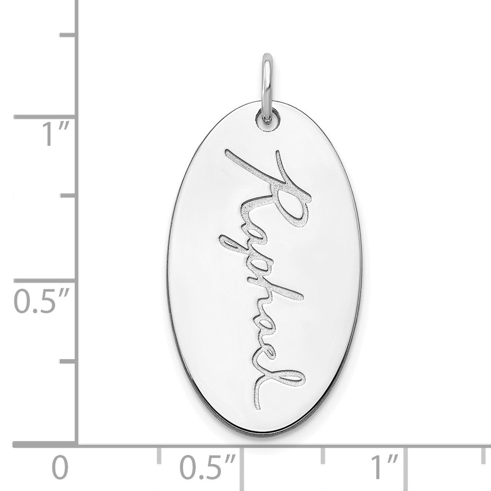 Sterling Silver/Rhodium-plated Oval Signature Charm