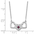 14KW 3 Hearts 1 Birthstone w/ 18k Rhodium Plated Bezel Necklace