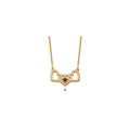 14KY 3 Hearts 1 Birthstone w/ 14k Bezel Necklace