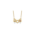 14KY 3 Hearts 2 Birthstones w/ 14k Bezel Necklace
