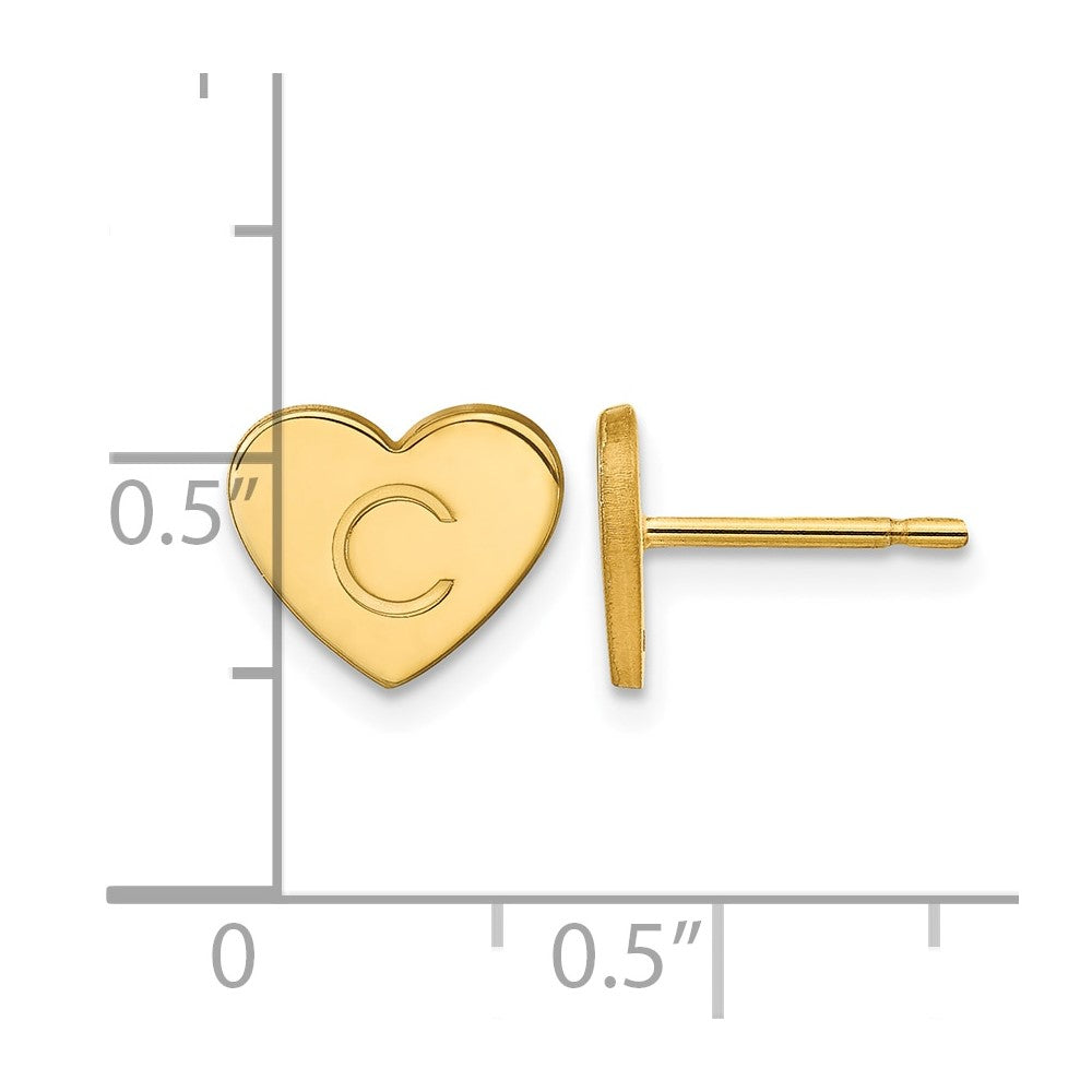 Sterling Silver/Gold-plated Initial Heart Post Earrings