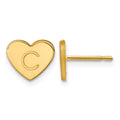 14k Yellow Gold Initial Heart Post Earrings