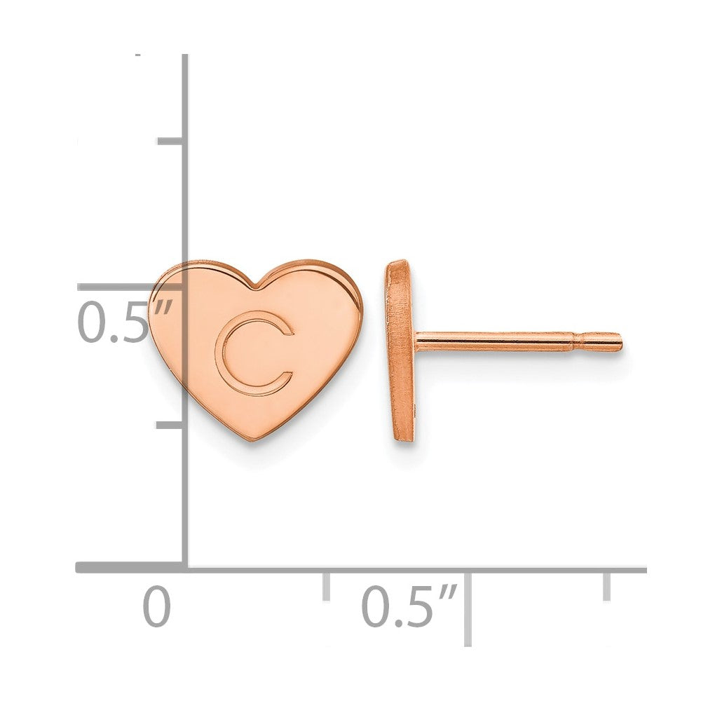 Sterling Silver/Rose-plated Initial Heart Post Earrings