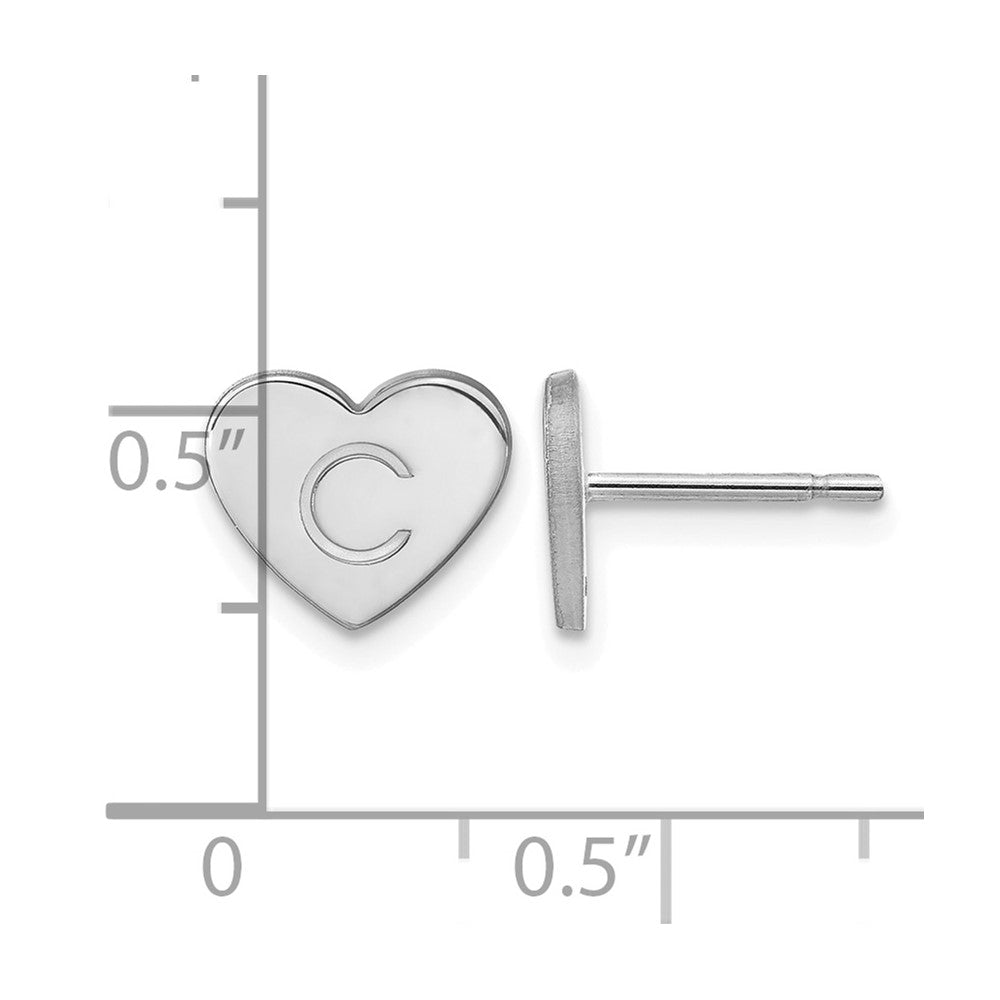 10k White Gold Initial Heart Post Earrings