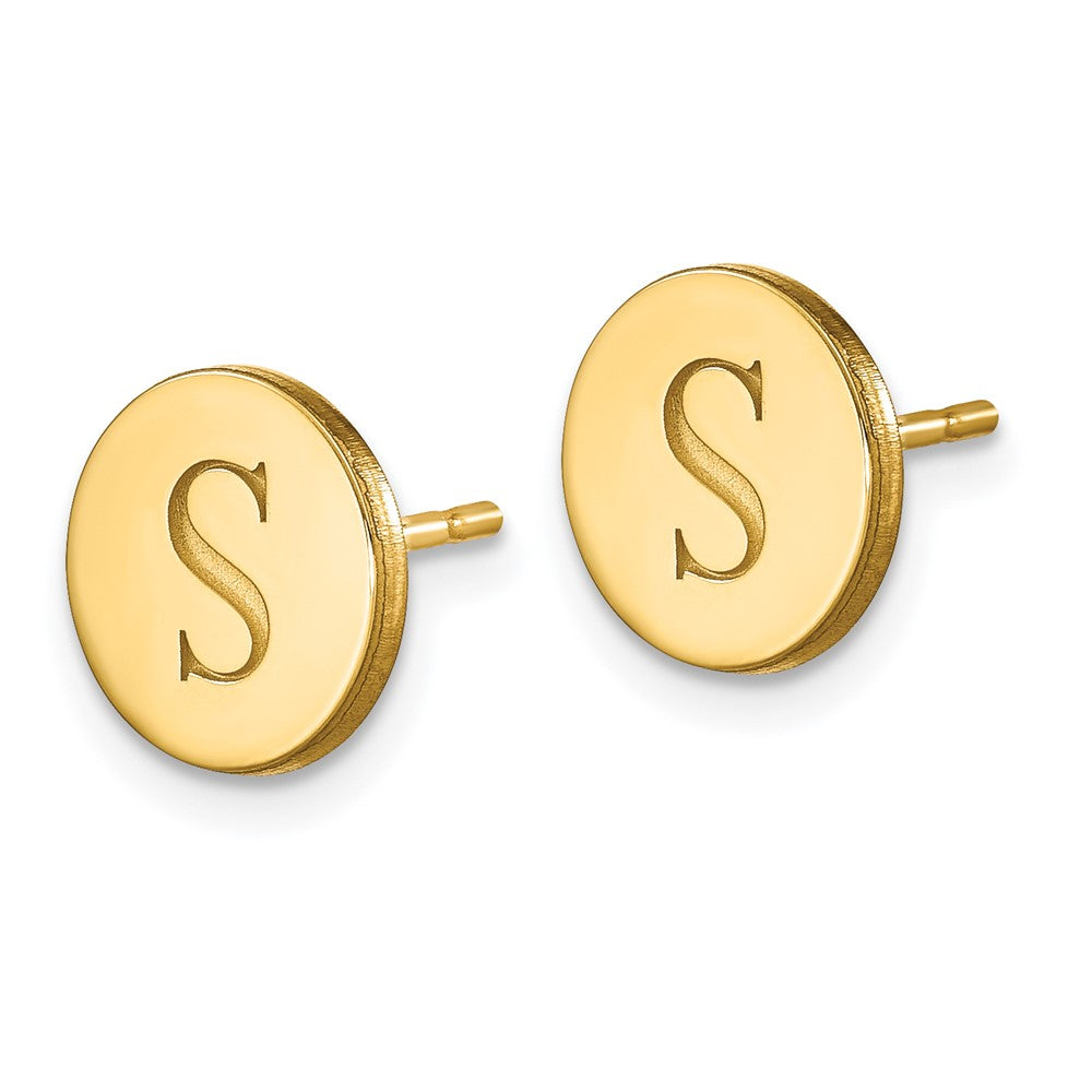 Sterling Silver/Gold-plated Round Initial Post Earrings