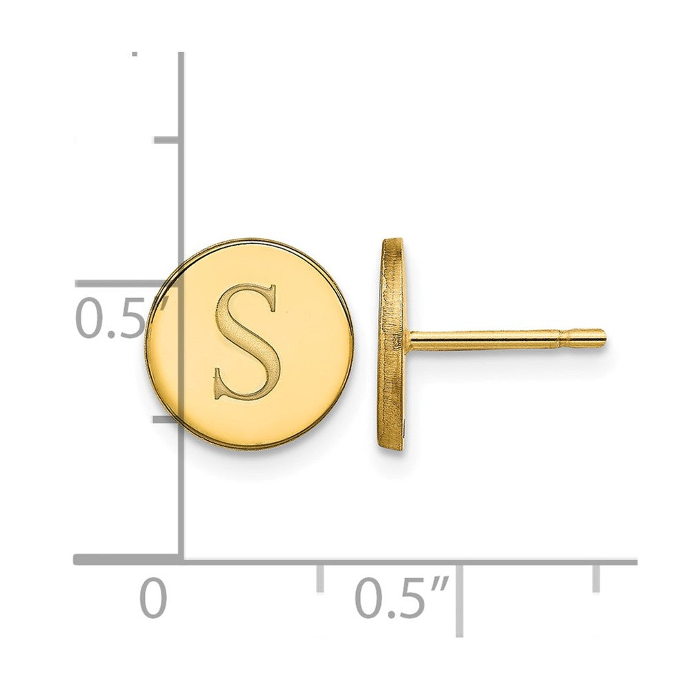 Sterling Silver/Gold-plated Round Initial Post Earrings