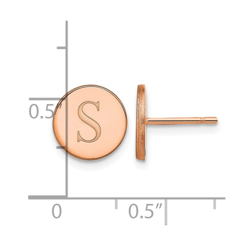 Sterling Silver/Rose-plated Round Initial Post Earrings
