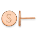 Sterling Silver/Rose-plated Round Initial Post Earrings