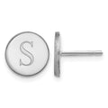 14k White Gold Round Initial Post Earrings