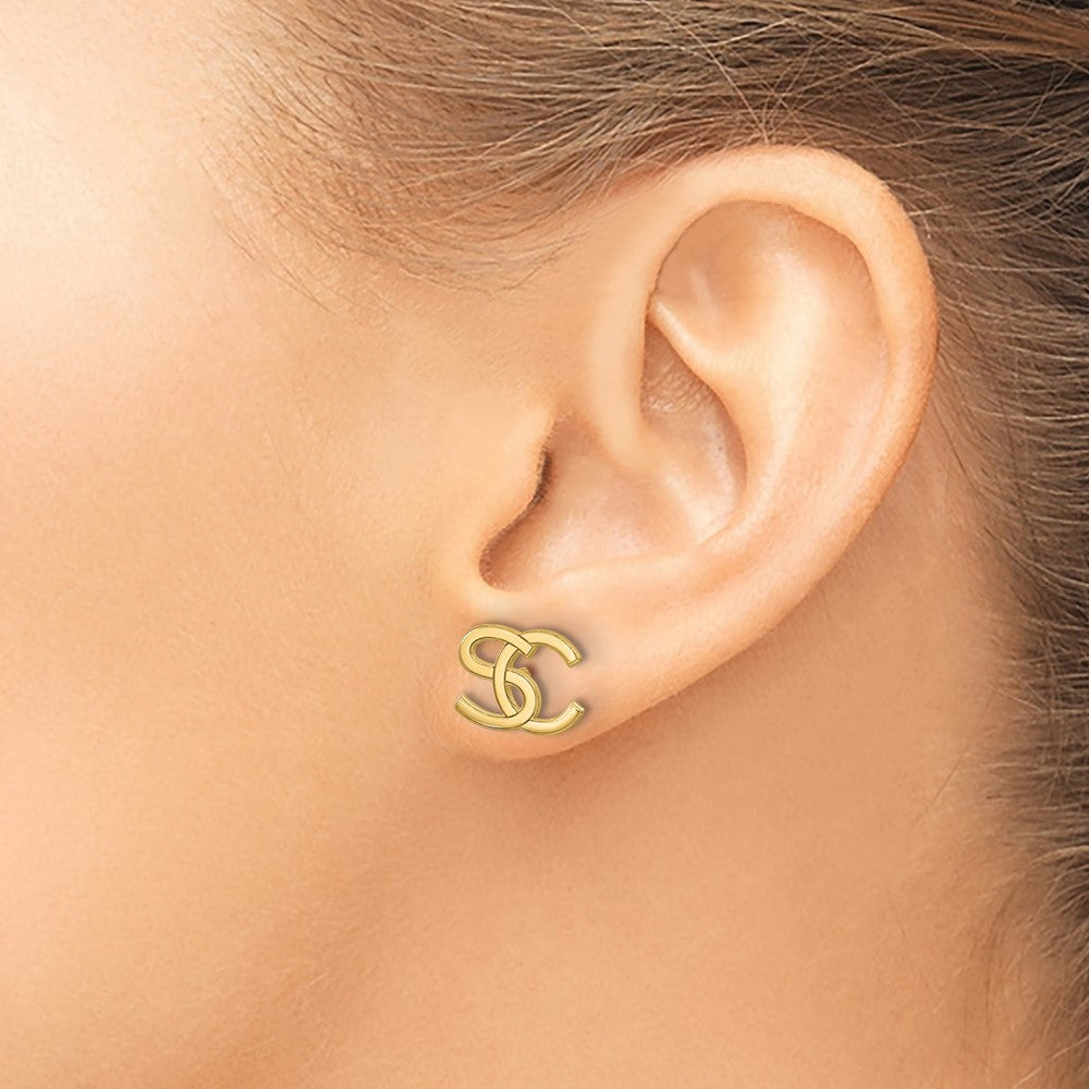 Sterling Silver/Gold-plated Interlocking Initial Earrings