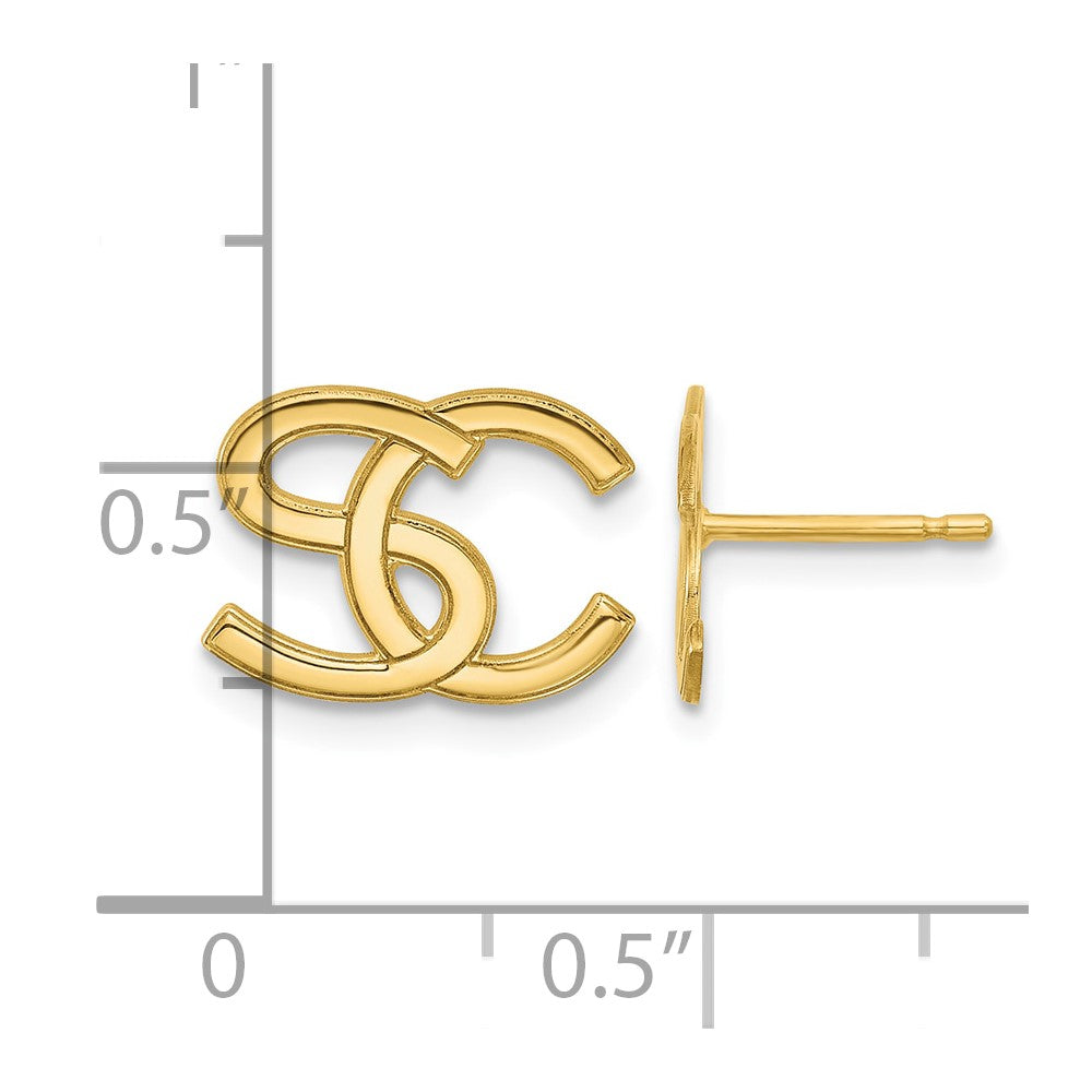 14k Yellow Gold Interlocking Initial Earrings