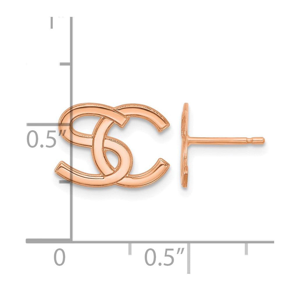 Sterling Silver/Rose-plated Interlocking Initial Earrings