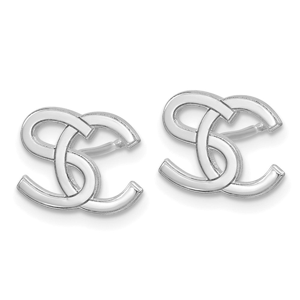 14k White Gold Interlocking Initial Earrings