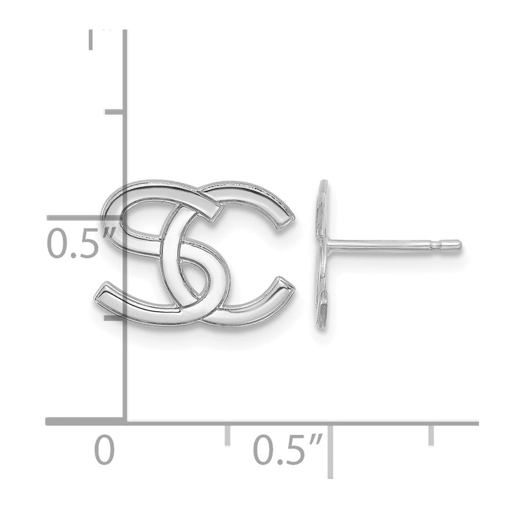14k White Gold Interlocking Initial Earrings