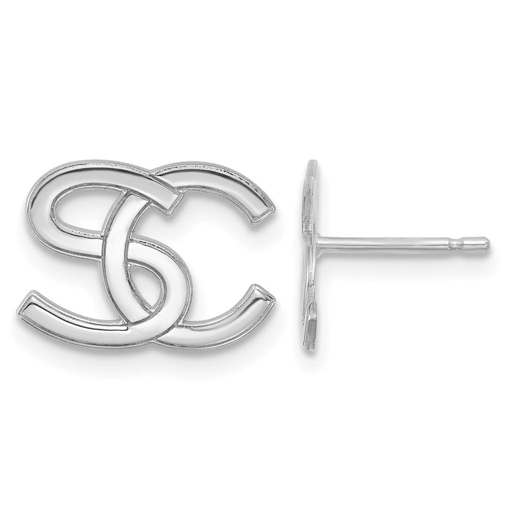 Sterling Silver/Rhodium-plated Interlocking Initial Earrings