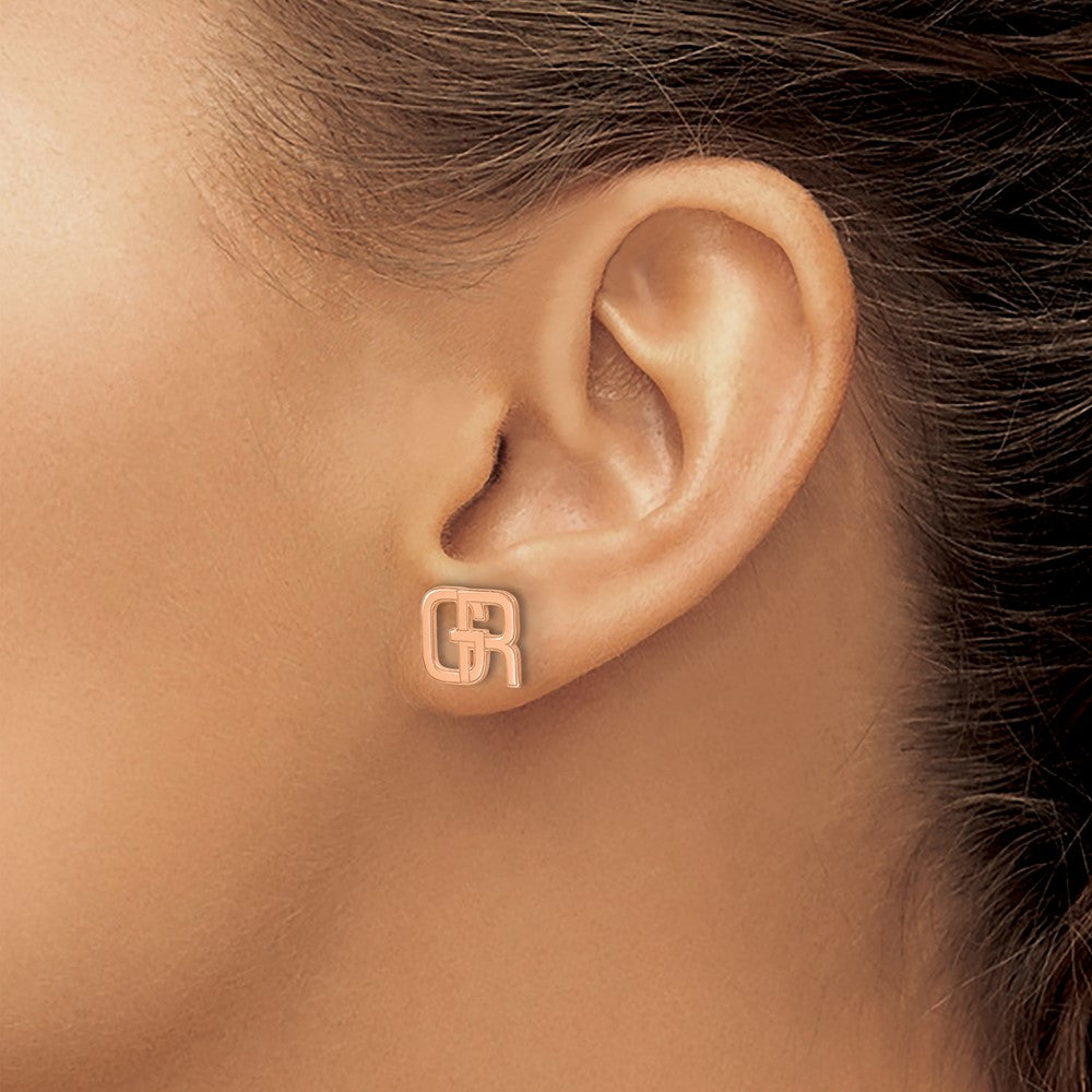 Sterling Silver/Rose-plated Interlocking Initial Earrings