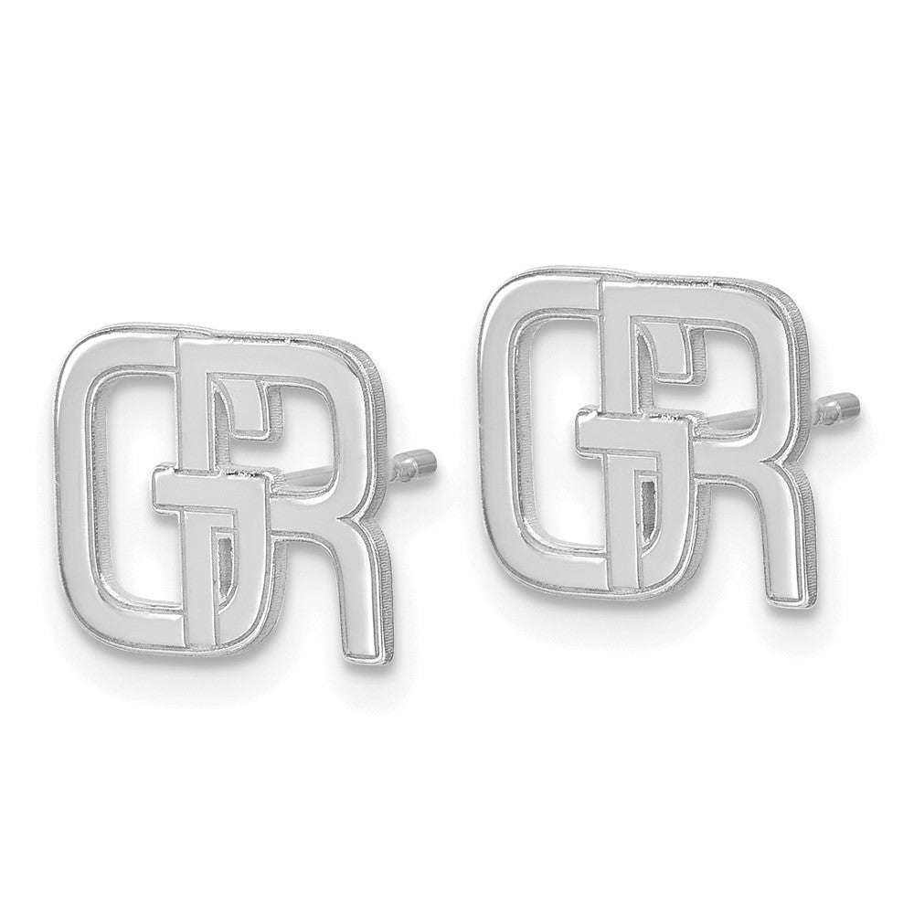 Sterling Silver/Rhodium-plated Interlocking Initial Earrings