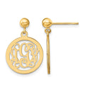 Sterling Silver/Gold-plated Round Monogram Dangle Earrings