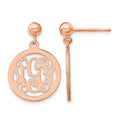 Sterling Silver/Rose-plated Round Monogram Dangle Earrings
