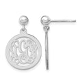 14k White Gold Round Monogram Dangle Earrings