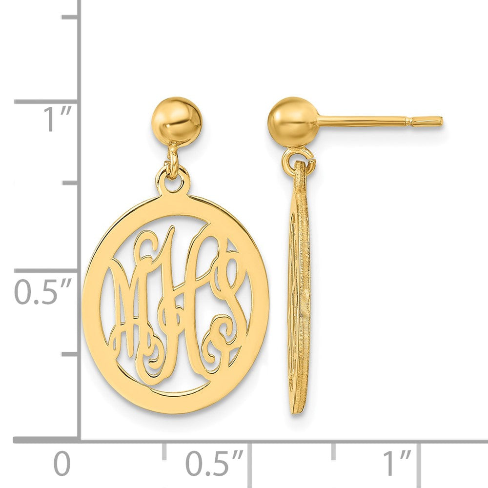 14k Yellow Gold Monogram Dangle Earrings