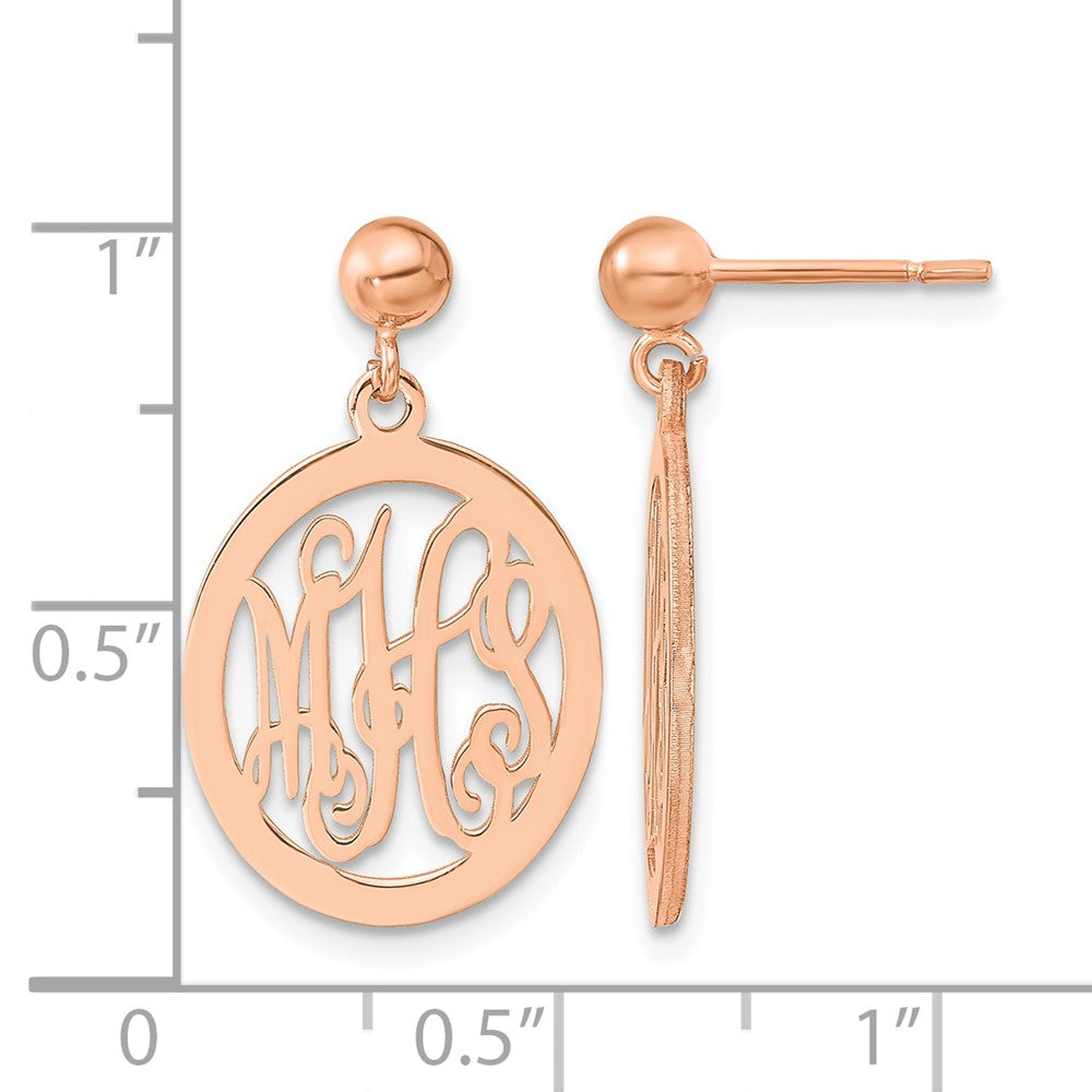 Sterling Silver/Rose-plated Monogram Dangle Earrings