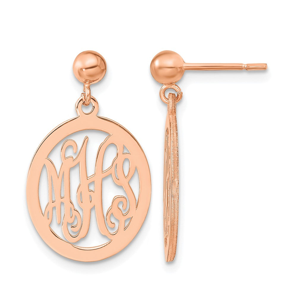 Sterling Silver/Rose-plated Monogram Dangle Earrings