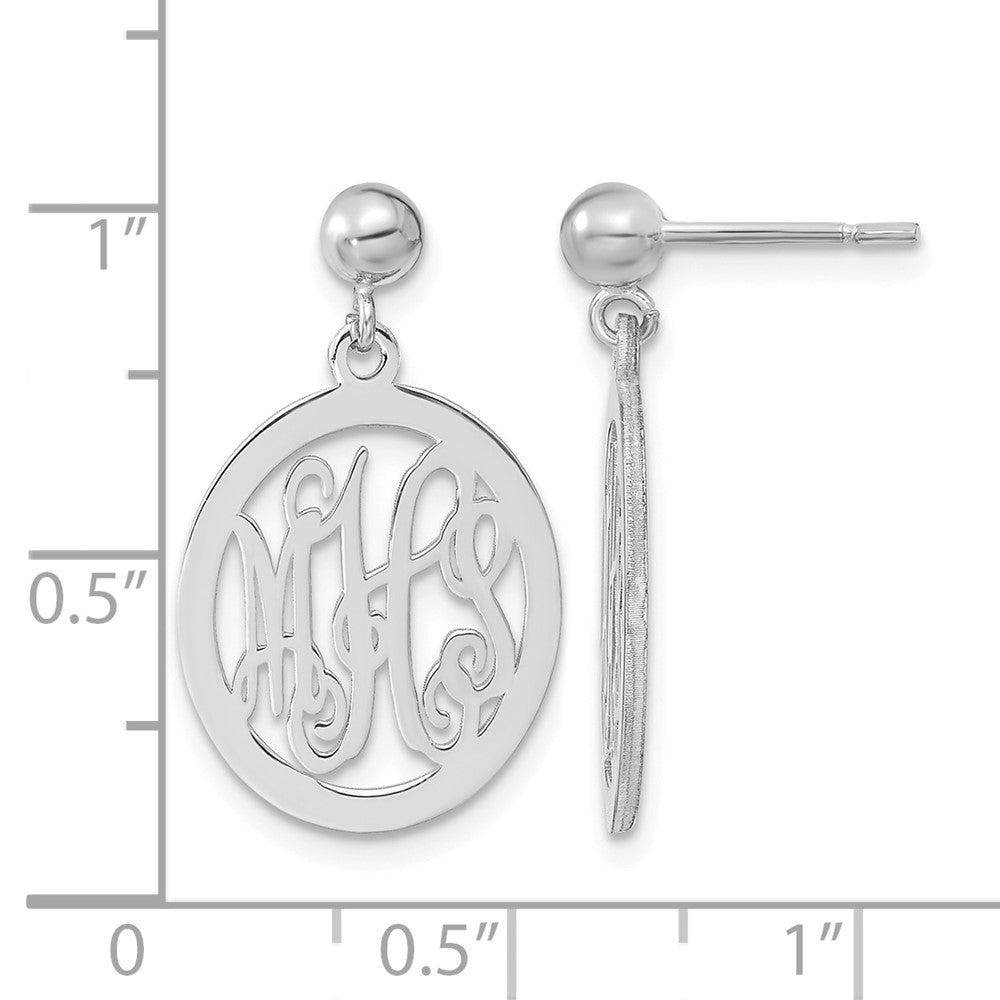 Sterling Silver/Rhodium-plated Monogram Dangle Earrings