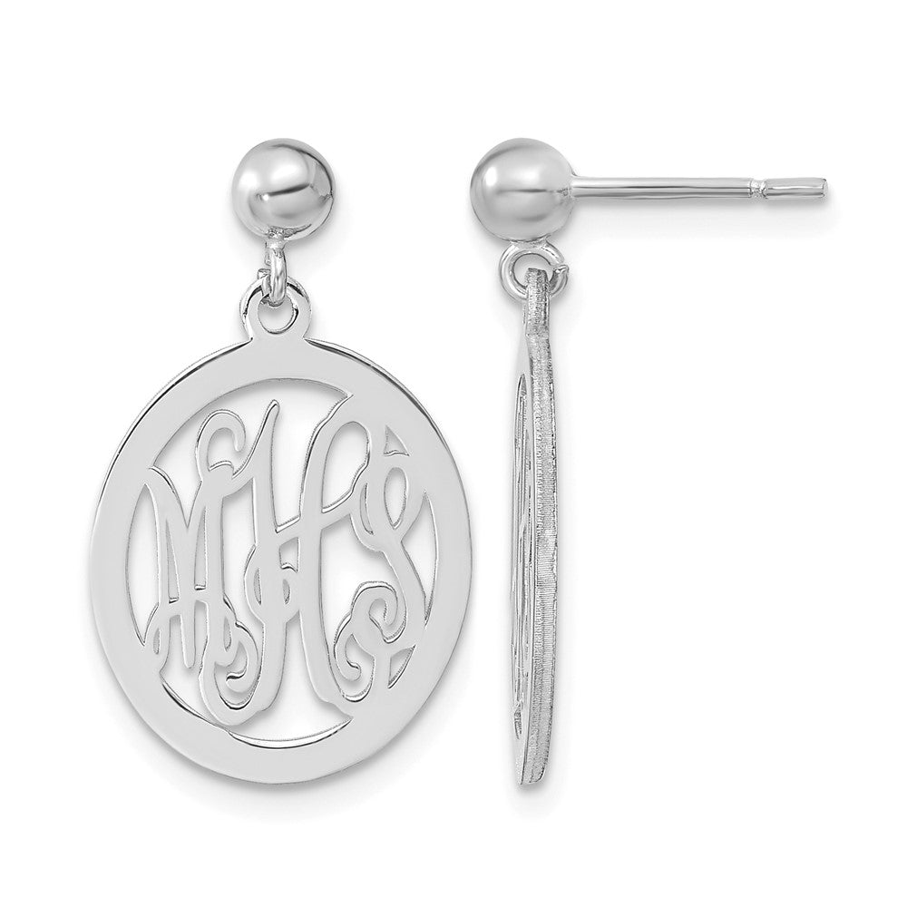 Sterling Silver/Rhodium-plated Monogram Dangle Earrings