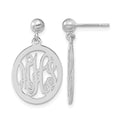 Sterling Silver/Rhodium-plated Monogram Dangle Earrings