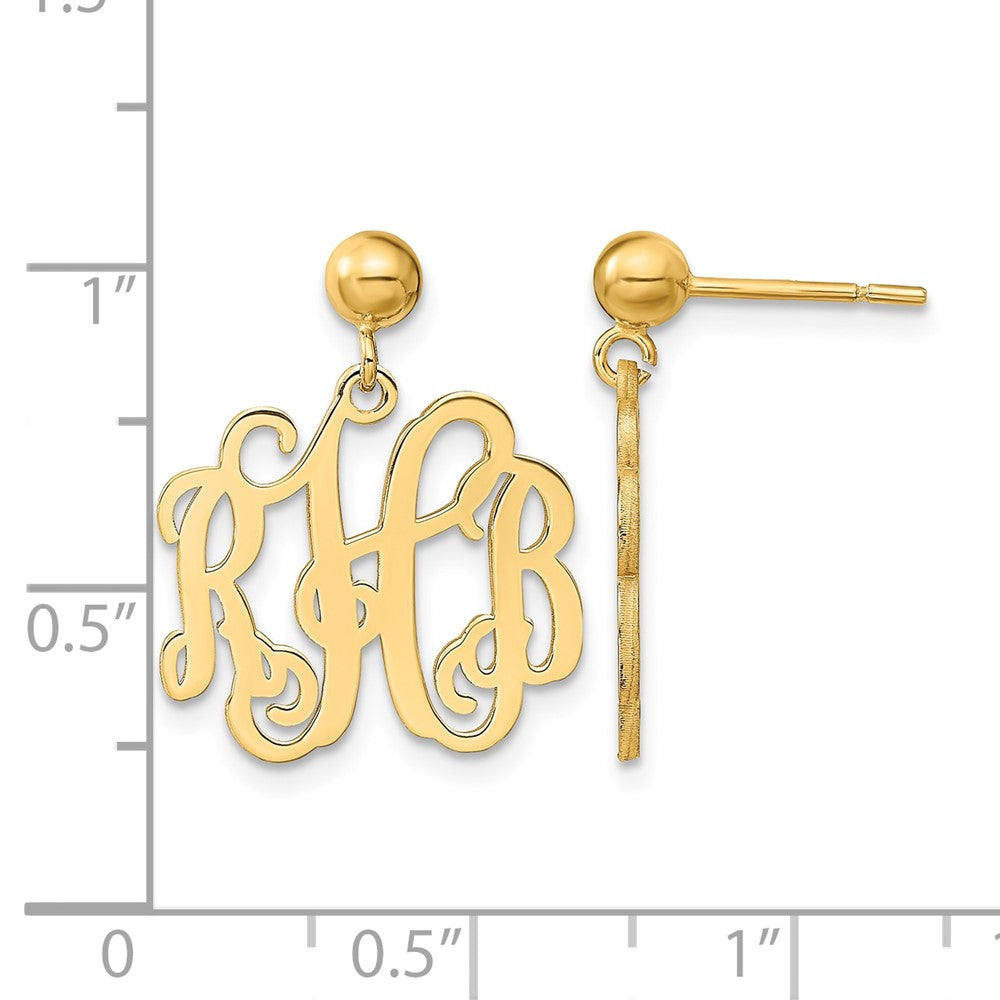 14k Yellow Gold Monogram Dangle Earrings