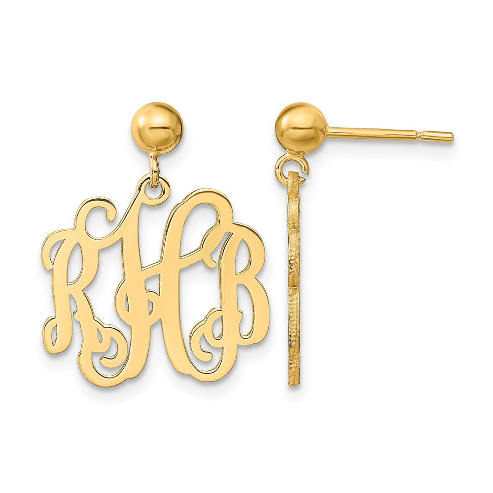 14k Yellow Gold Monogram Dangle Earrings