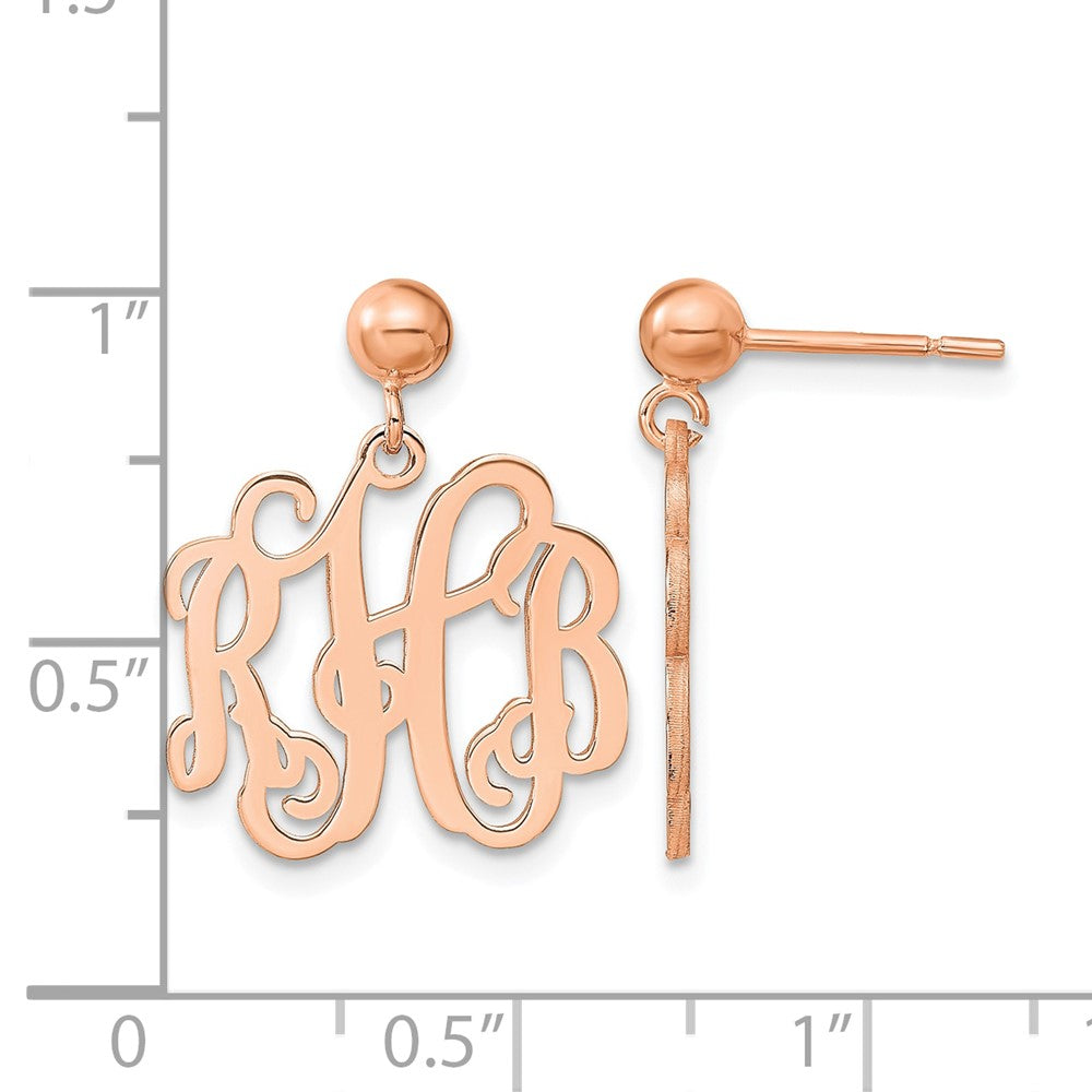 Sterling Silver/Rose-plated Monogram Post Dangle Earrings